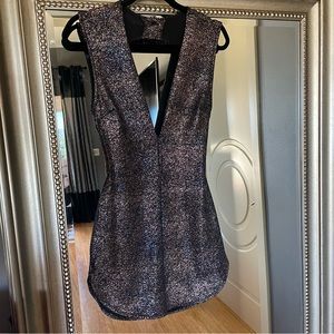 Boutique Plunge Neckline Brown Sparkly Dress